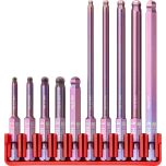 PBSwiss - PrecisionBit, shape E 6.3 (1/4") with Ball Point, set of 10 with a Handy BitBlock, Skin Pack - PB E6.714 CN