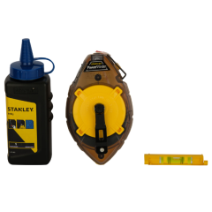 Stanley - 30m Chalk Line Reel With Blue Chalk and Level - 0-47-465
