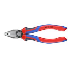 KNIPEX 03 02 180 Combination Pliers with Multi-Component Grips Black Atramentized 180 mm