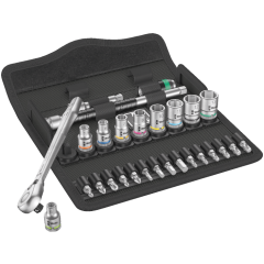 Wera - 8100 SA 8 Zyklop Metal Ratchet Set with switch lever, 1/4" drive, metric, 28 pieces 05004018001