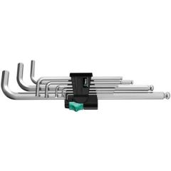 Wera 05073391001 Hex-Plus Hex Key Set 950 PKL/9 SB High Torque with Ball-end, Metric Long Chrome Plate, 1.5 mm-10 mm, 9-Piece