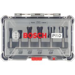 Bosch - Straight Router Bit Set, 6pcs For Hand-Held Routers, for Palm Routers - 2607017466