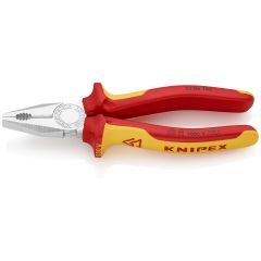 KNIPEX 03 06 180 Combination Pliers Insulated with Multi-Component Grips, VDE-Tested Chrome Plated 180 mm 