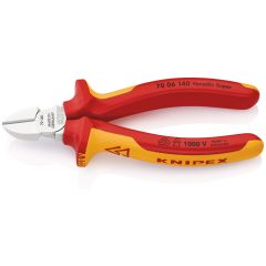 KNIPEX 70 06 140 Diagonal Cutter insulated with Multi-Component Grips, VDE-Tested Chrome Plated 140 mm
