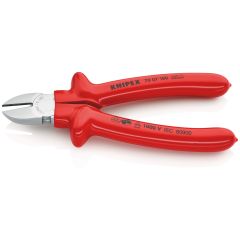KNIPEX 70 07 180 Diagonal Cutter with Dipped Insulation, VDE-Tested Chrome Plated 180 mm