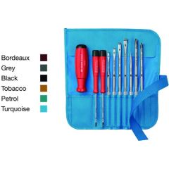 PBSwiss -PB 8218 SwissGrip Screwdriver set with Interchangeable Blades in a Compact, High-Quality Roll-up Textile Case
