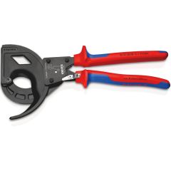 KNIPEX 95 32 320 Cable Cutter (ratchet principle, 3-stage) with Multi-Component Grips Black Atramentized 320 mm