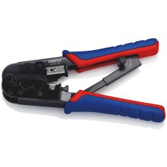 KNIPEX 97 51 10 Crimping Pliers for Western Plugs with Multi-Component Grips Burnished 190 mm