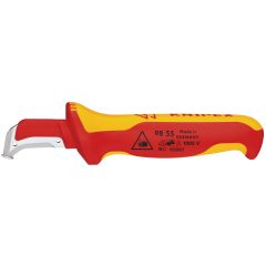 KNIPEX  98 55 Stripping Knives with Guide Shoe Insulating Multi-Component Handle, VDE-Tested 180 mm 