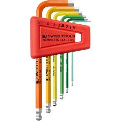 PBSwiss - RainBow key L-Wrenches with Ball Point, Set in a Practical Plastic Holder - PB 212.H-5 RB