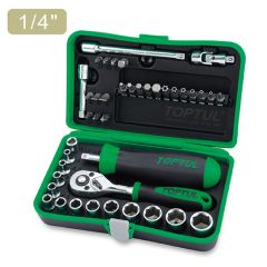 Toptul - 41pcs Professional Grade 1/4" DR. Flank Socket Set - GADW4101