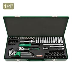 Toptul - 1/4" DR. Socket & Ball Point Hex Key Wrench Set of 72pcs - GCAD7202