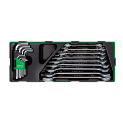 Toptul - 18pcs Double Open End Wrench and Hex Key Wrench Set - GTA1804
