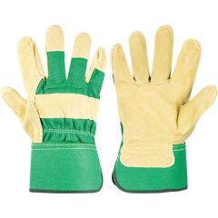 Halo - Mechanical Hazard Gloves, Green/Natural, Cotton Liner, Leather Coating, EN388: 2016, 4, 1, 2, 2, X, Size 10 - HAL9616570K