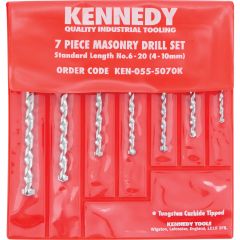 Kennedy - Masonry Drill Bit Set, 4-10mm, Straight, 7 Pack - KEN0555070K