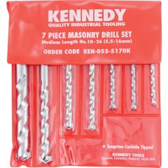 Kennedy - Masonry Drill Bit Set, 5.5-16mm, Straight, 7 Pack - KEN0555170K