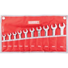 Kennedy Pro - Metric, Combination Spanner Set, 10 - 19mm, Set of 10, Chrome Vanadium Steel - KEN5822225K