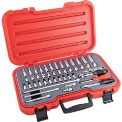 Kennedy - 1/4in. Drive, Socket Set, Metric, 4mm - 14mm, Set of 46, Chromed Finish - KEN5824897K