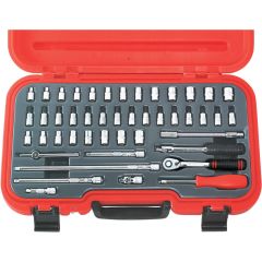 Kennedy - 1/4in. Drive, Socket Set, Metric/Imperial, 4mm - 14mm/3/16in. - 1/2in. Set of 46, Chromed Finish - KEN5824898K
