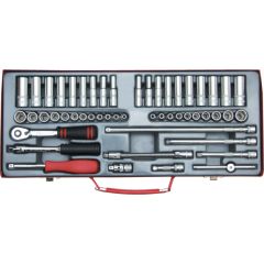 Kennedy - 1/4in. Drive, Socket Set, Metric/Imperial, 4mm - 14mm/3/16in. - 9/16in. Set of 51, Chromed Finish - KEN5824902K