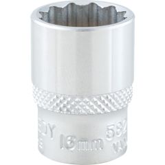 Kennedy - 3/8in. Drive, Standard Bi-Hexagon Socket, 16mm, Metric, Chromed Finish - KEN5825340K