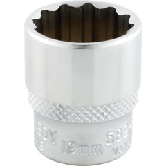 Kennedy - 3/8in. Drive, Standard Bi-Hexagon Socket, 22mm, Metric, Chromed Finish - KEN5825400K