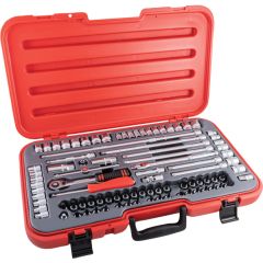 Kennedy - 3/8in. Drive, Socket Set, Metric/Imperial/Whitworth, 6mm - 22mm/1/8in. - 7/8in. Set of 90, Chromed Finish - KEN5826185K