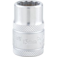 Kennedy - 1/2in. Drive, Standard Bi-Hexagon Socket, 15mm, Metric, Polished Finish - KEN5826970K