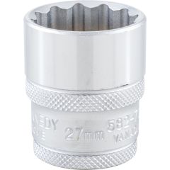 Kennedy - 1/2in. Drive, Standard Bi-Hexagon Socket, 27mm, Metric, Polished Finish - KEN5827090K