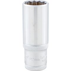 Kennedy - 1/2in. Drive, Deep Bi-Hexagon Socket, 22mm, Metric, Polished Finish - KEN5827640K