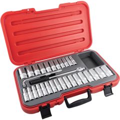 Kennedy - 1/2in. Drive, Socket Set, Metric/Imperial/AF, 10mm - 32mm/1/2in. - 1.1/4in. Set of 30, Chromed Finish - KEN5827997K