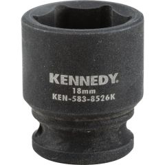 Kennedy - 3/8in. Drive, Standard Hex Impact Socket, 18mm, Metric, Black Oxide Finish - KEN5838526K