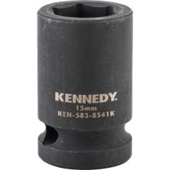 Kennedy - 1/2in. Drive, Standard Impact Socket, 15mm, Metric, Black Oxide Finish - KEN5838541K