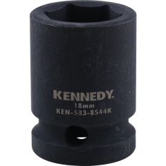 Kennedy - 1/2in. Drive, Standard Impact Socket, 18mm, Metric, Black Oxide Finish - KEN5838544K