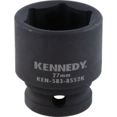 Kennedy - 1/2in. Drive, Standard Impact Socket, 27mm, Metric, Black Oxide Finish - KEN5838552K