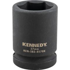 Kennedy - 3/4in. Drive, Standard Hex Impact Socket, 27mm, Metric, Black Oxide Finish - KEN5838570K