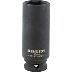 Kennedy - 3/8in. Drive, Deep Hex Impact Socket, 18mm, Metric, Black Oxide Finish - KEN5838784K