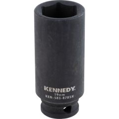 Kennedy - 3/8in. Drive, Deep Hex Impact Socket, 19mm, Metric, Black Oxide Finish - KEN5838785K