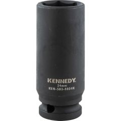 Kennedy - 1/2in. Drive, Deep Hex Impact Socket, 24mm, Metric, Black Oxide Finish - KEN5838804K