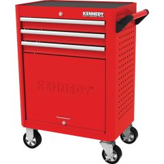 Kennedy - Roller Cabinet, Red/Grey, 3 Drawers, 845mm (H), 710mm (L), 465mm (W), 450kg Capacity, Medium Duty - KEN5942020K