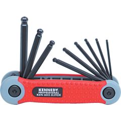 Kennedy - Hex Key, L-Handle, Hex Ball, Imperial, 5/64-1/4", 9-piece - KEN6028390K