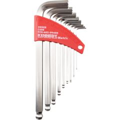 Kennedy - Hex Key, L-Handle, Hex Ball, Metric, 1.5-10mm, 9-piece - KEN6029940K