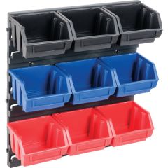 Matlock - Storage Bin Rack/Storage Bins, Grey/Blue/Black/Red, 385x90x345mm, 10 Pack - MTL4042110K