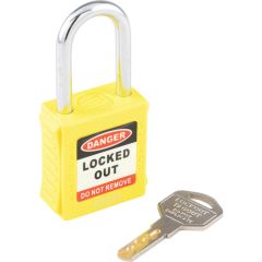 Matlock - Lockout Keyed Padlock, Keyed Different, Nylon, Yellow, 42mm Width, Weatherproof - MTL9507960K