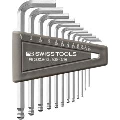 PBSwiss - Key L-wrenches with ball point, set in a practical plastic holder 1/20" to 5/16" - PB 212Z H-12