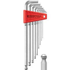 PBSwiss - Key L-wrenches, long, with ball point and holding ring, set in a practical plastic holder 1.5mm to 10mm - PB 212 LR  H