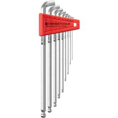 PBSwiss - Key L-wrenches long, with ball point and short key part and 100° angle, set in a practical plastic holder - PB 2212 LH-10