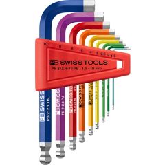 PBSwiss -Coloured Ball Point Hex Key L-Wrench Sets 9pcs 1.5 - 10mm - PB 212.H-10 RB