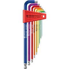PBSwiss - RainBow Key L-Wrenches, Long, with Ball Point, set in a Practical Plastic Holder 1.5 - 10mm - PB 212 LH-10 RB