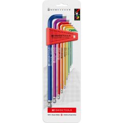 PBSwiss - RainBow Key L-Wrenches, Long, with Ball Point, Set in a Practical Plastic Holder- PB 212.LH-10 RB CN